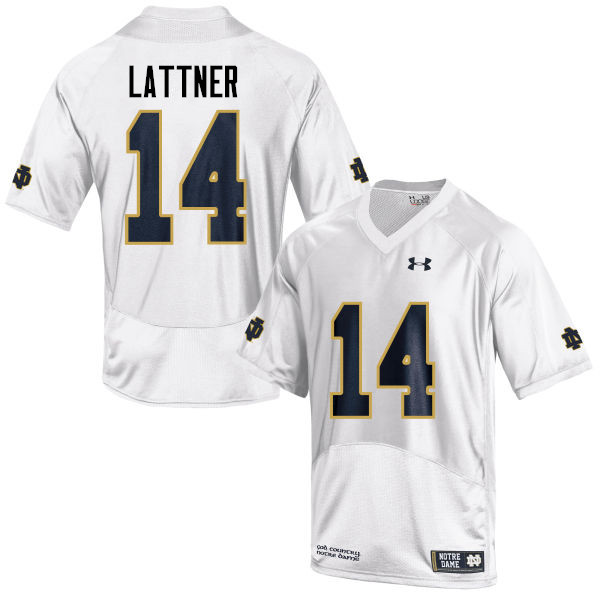 Men #14 Johnny Lattner Notre Dame Fighting Irish College Football Jerseys-White